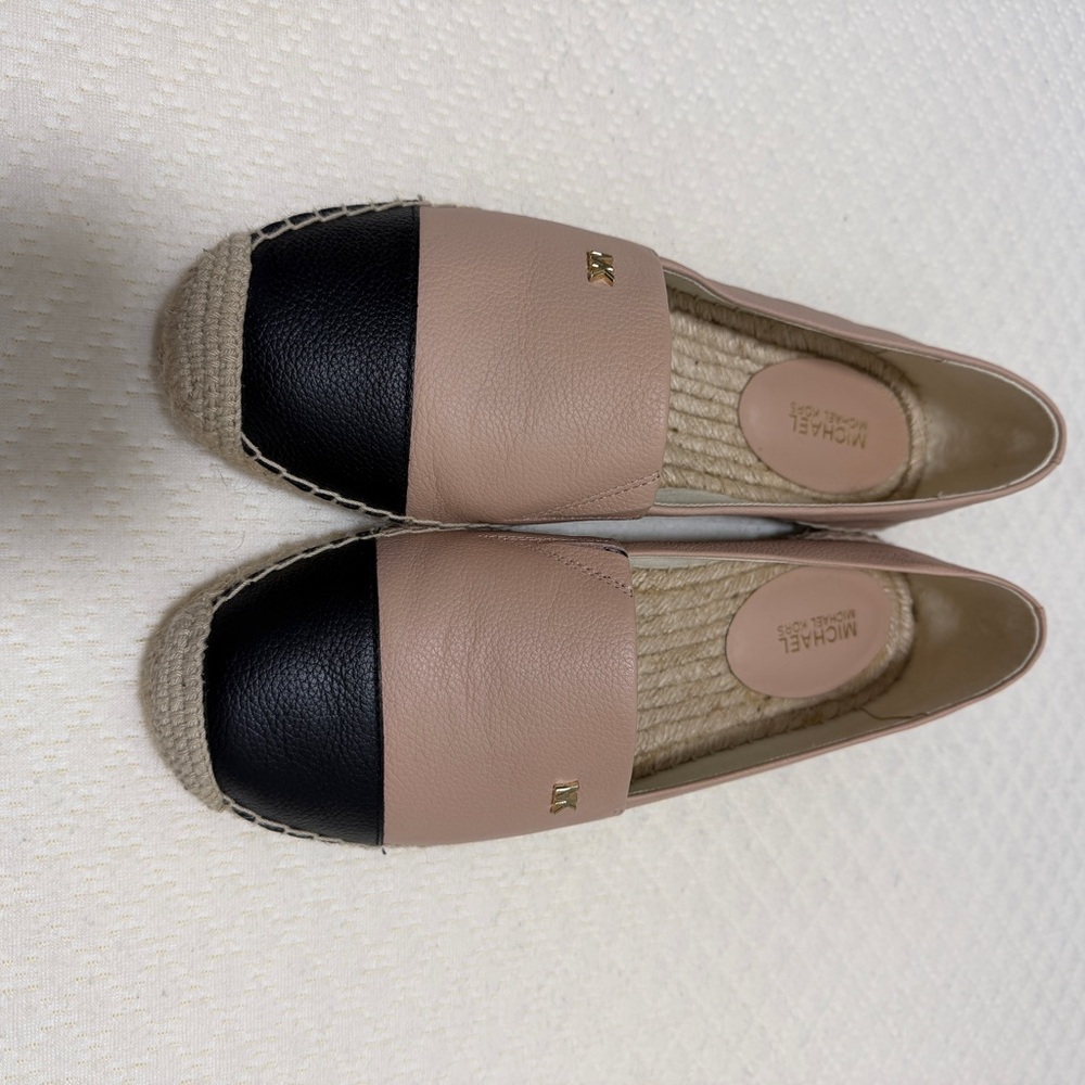 Michael Kors Nude Pink and Black Leather Espadrille Flats